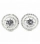 Womens Stud Earrings Large Round Halo CZ Screw Back 11.5MM Sterling Silver - CO126MG62SV