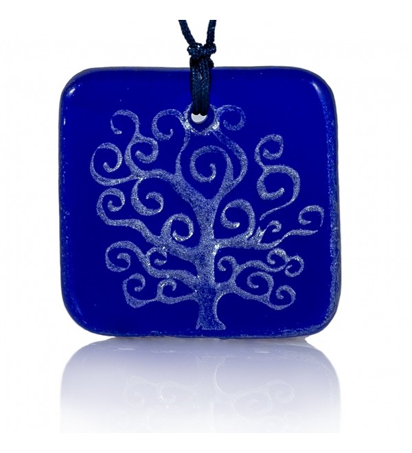 Moneta Jewelry- Recycled Glass Tree of Life Pendant Necklace- Handmade- Fair Trade- Unique Gift - Blue - CX12M120SOT