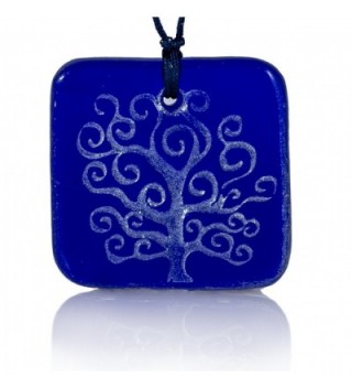 Moneta Jewelry- Recycled Glass Tree of Life Pendant Necklace- Handmade- Fair Trade- Unique Gift - Blue - CX12M120SOT
