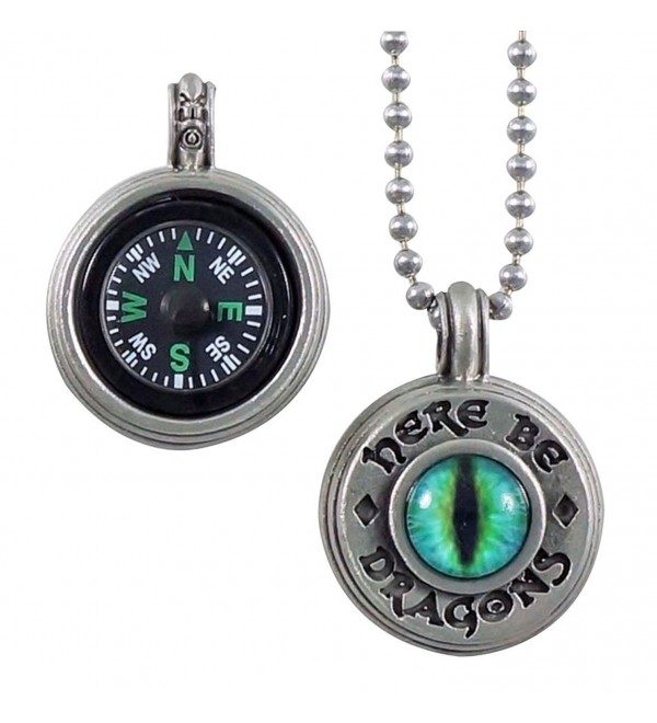 Here Be Dragons Compass Pendant with Working Compass - CX12JBKIJY5