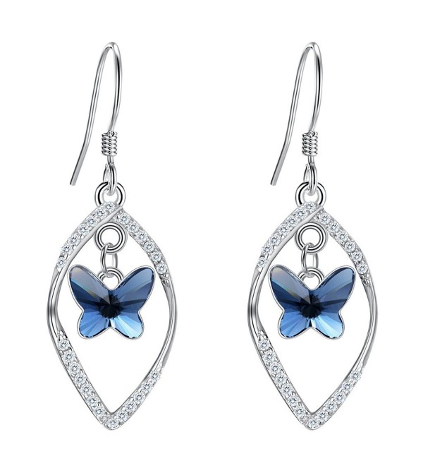 EleQueen Sterling Butterfly Earrings Swarovski - CK185OQ37DS