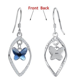 EleQueen Sterling Butterfly Earrings Swarovski in Women's Drop & Dangle Earrings