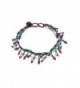 Seed Bead Crystal Fringe Anklet - Burgundy/Turquoise/Brown - CW12O0KR2SX