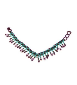 Crystal Fringe Anklet Burgundy Turquoise