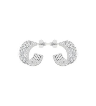 Sterling Silver Cubic Zirconia Huggy Hoop Earrings Choice of Color - C6184XQ87TN
