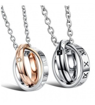 Titanium Couple Pendant Necklace "We Are a Perfect Match" Love Style with a FREE Small Gift (One Pair) - C711CBMT78D