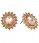 1928 Jewelry "Basic Classics" Faceted Button Stud Earrings - Gold-Tone/Light Topaz - CI11F0CG6A7