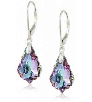 Vitrial Light Purple Swarovski Elements Crystal Sterling Silver Leverback Dangle Earrings - CC116LZJNS5