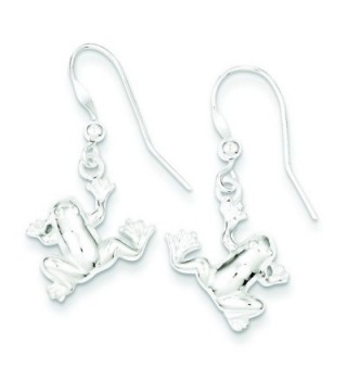 Sterling Silver Polished Frog Dangle Earrings - CB118B8HMDX