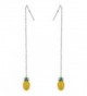 EleQueen 925 Sterling Silver Long Chain Yellow Enamel Pineapple Fruit Ear Threader Drop Earrings - CI1855EWHHR