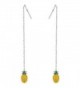 EleQueen 925 Sterling Silver Long Chain Yellow Enamel Pineapple Fruit Ear Threader Drop Earrings - CI1855EWHHR