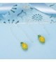 EleQueen Sterling Pineapple Threader Earrings in Women's Drop & Dangle Earrings