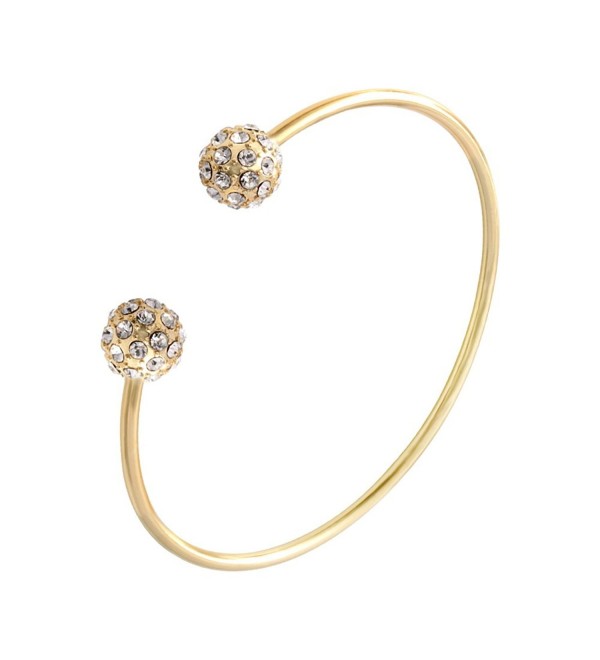 SENFAI Fashion Jewelry 3 Colors Bangles Bracelets Crystal Double Mirco Ball Cuff Bangles for Women - C312BMKMLF5