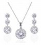 Wordless Love Gorgeous Round Halo CZ Wedding Jewelry Sets For Brides Earrings and Necklace - CC12LVN5IMB