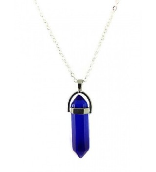 Dastan Hexagonal Healing Gemstone Pointed Reiki Chakra Pendant Chain Necklace - Lapis Lazuli - CH12O4PFEF9