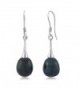 9-10MM Black Tear Drop Shell Pearl Women's Dangle Earrings Fish Hook - CE117A0C12J