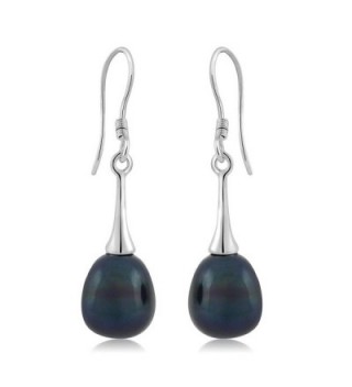 9 10MM Black Womens Dangle Earrings