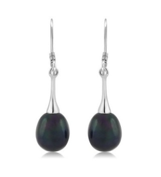 9 10MM Black Womens Dangle Earrings in Women's Drop & Dangle Earrings