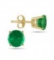 5MM Round Green Emerald Stud Earring IN 14k Yellow Gold Finish .925 Sterling Silver Alloy - C212EHYW4XH
