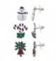 Lux Accessories Christmas X-Mas Snowman Candy Cane Bells Multi Earring Set 3PC - CJ12LV66U89