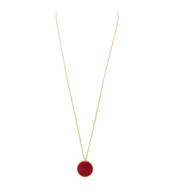 Rosemarie Collections Women's Reversible Stone Pendant Long Strand Necklace - Red/Turquoise - CY1862R3S5Q