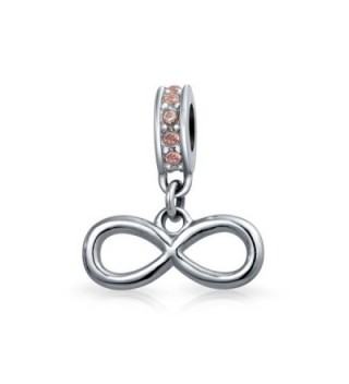 Bling Jewelry Simulated Pink Topaz Infinity Dangle Bead Charm .925 Sterling Silver - CI11TKI6YHX