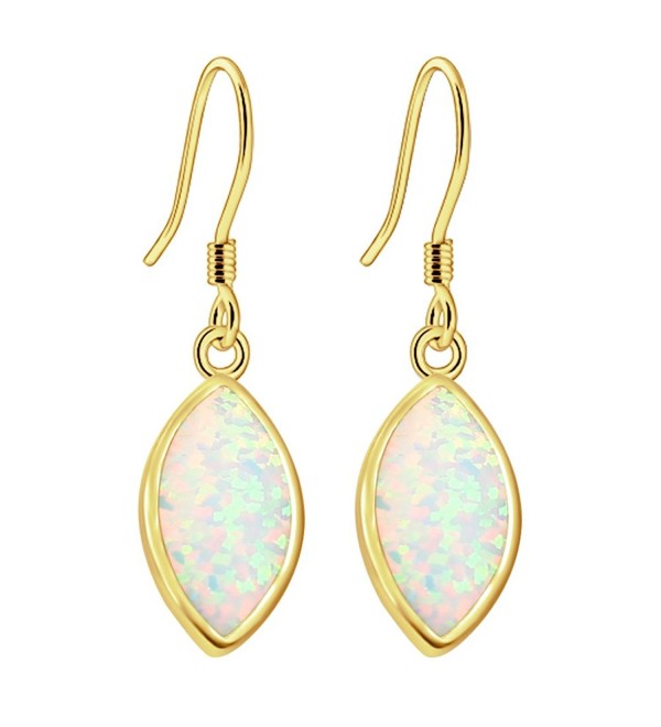 Sinlifu Gemstone Hot Women Australian Opal Silver Marquise Earring Dangle Hook Earrings - Yellow:White Opal - CR120NFHUND