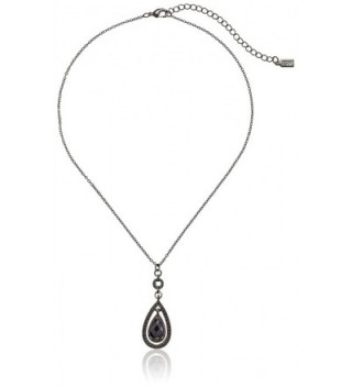 1928 Jewelry Victorian Teardrop Pendant Necklace- 19" - BLACK - C611642VVHB