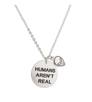 Lux Accessories Alien Head Humans Aren't Real They Exist Pendant Necklace. - CC129JUHSNF