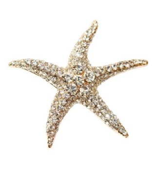Navachi 18k Gold Plated White Crystal Starfish Az7199b Brooch Pin - CS11VYNZHX9