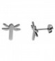 Stainless Steel Tiny Dragonfly Stud Earrings 1/2 inch - C5117V5B9LD