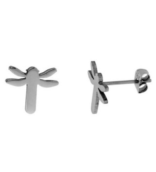 Stainless Steel Tiny Dragonfly Stud Earrings 1/2 inch - C5117V5B9LD