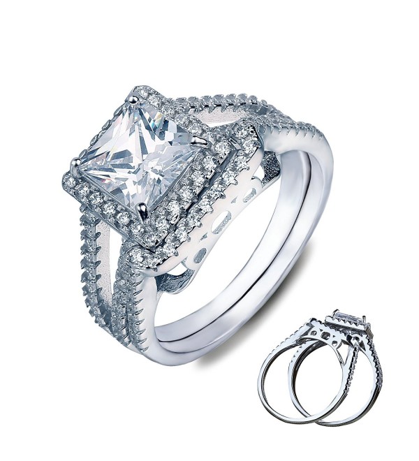 Vancona Love Couple Delicate Solitaire Engagement Stack Rings Double Rings - CC127V2HTZZ