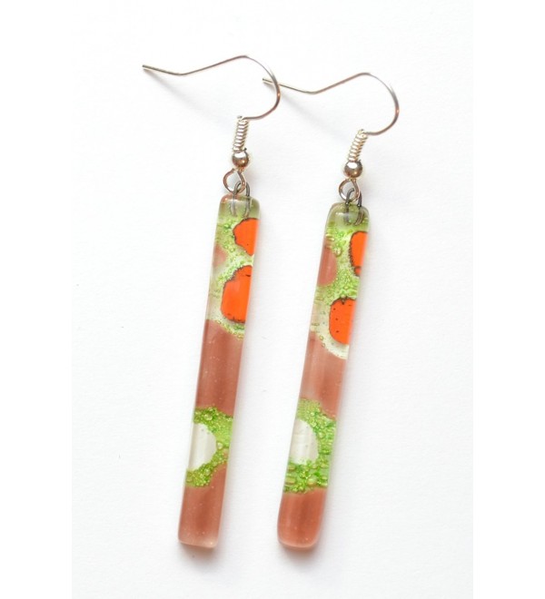 Hand Crafted Artisan Fused Art Glass Earrings - Dangling Earrings Glass with fish hoooks. - CU11AI73WLF