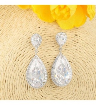 EVER FAITH Zirconia Earrings Silver Tone in Women's Drop & Dangle Earrings