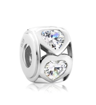 Beautiful Sterling Silver Heart Shape Cubic Zirconia 11mm Bead Charm - CT129XJQP63