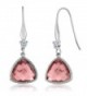 4.30 Ct Trillion Checkerboard Nano Morganite 925 Sterling Silver Dangle Women's Earrings - CM127F3SJ7H