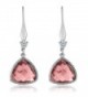 Trillion Checkerboard Morganite Sterling Earrings