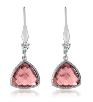 Trillion Checkerboard Morganite Sterling Earrings