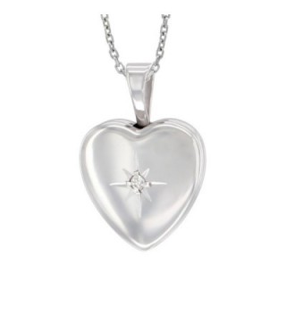 Sterling Silver Diamond Locket Necklace in Women's Lockets