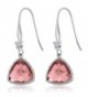 Trillion Checkerboard Morganite Sterling Earrings in Women's Drop & Dangle Earrings