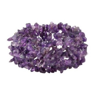 Genuine Purple Amethyst Nugget Stretch Bracelet 7" - C817Z59KROL