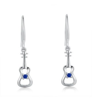 LR Accessory 925 Sterling Silver Blue Cubic Zirconia Music Guitar Ukulele Fishhook Earrings - C311PMB2LAF