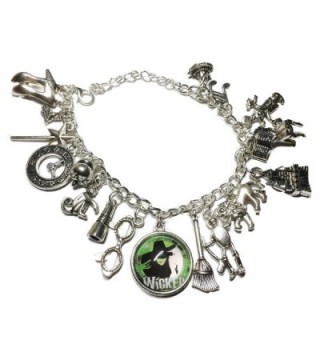 Wicked Musical Themed Silvertone Metal and Glass Dome Charms Bracelet - C018879Q93A