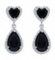 EleQueen Sterling Zirconia Birthstone Teardrop - Black - CS18940GAR4