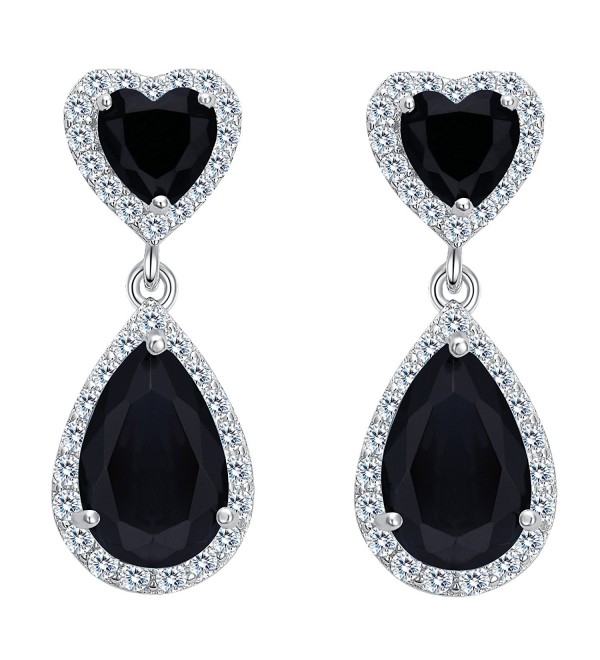 EleQueen Sterling Zirconia Birthstone Teardrop - Black - CS18940GAR4