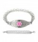 Divoti Custom Engraved Angel Wing Medical Alert Bracelet -Tri-Strand Stainless -Pink - CI17YHZ3SMK