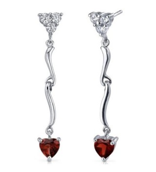 2.00 Carats Garnet Heart Dangle Earrings Sterling Silver Rhodium Nickel Finish - CR116LWIV2R