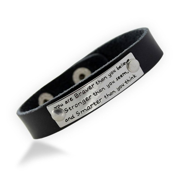 gifts for women "You are Braver/Stronger/Smarter than you think" genuine leather cuff bracelet - CI17YRTA4C3