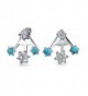 Bling Jewelry .925 Silver Synthetic Turquoise CZ Modern Flower Ear Jackets - C112ITIY72N